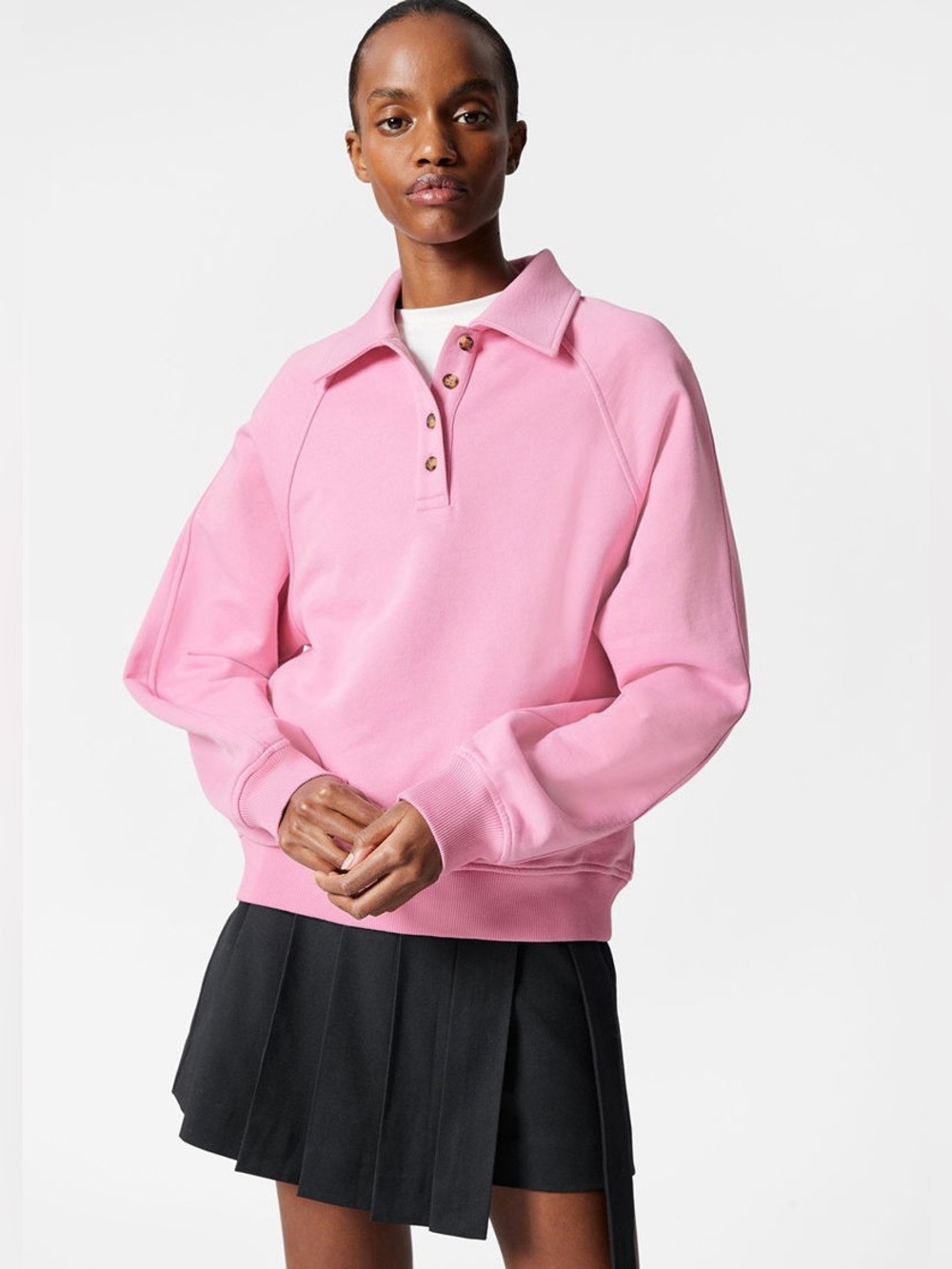 & OTHER STORIES Collared Polo Sweatshirt Pink US L Good